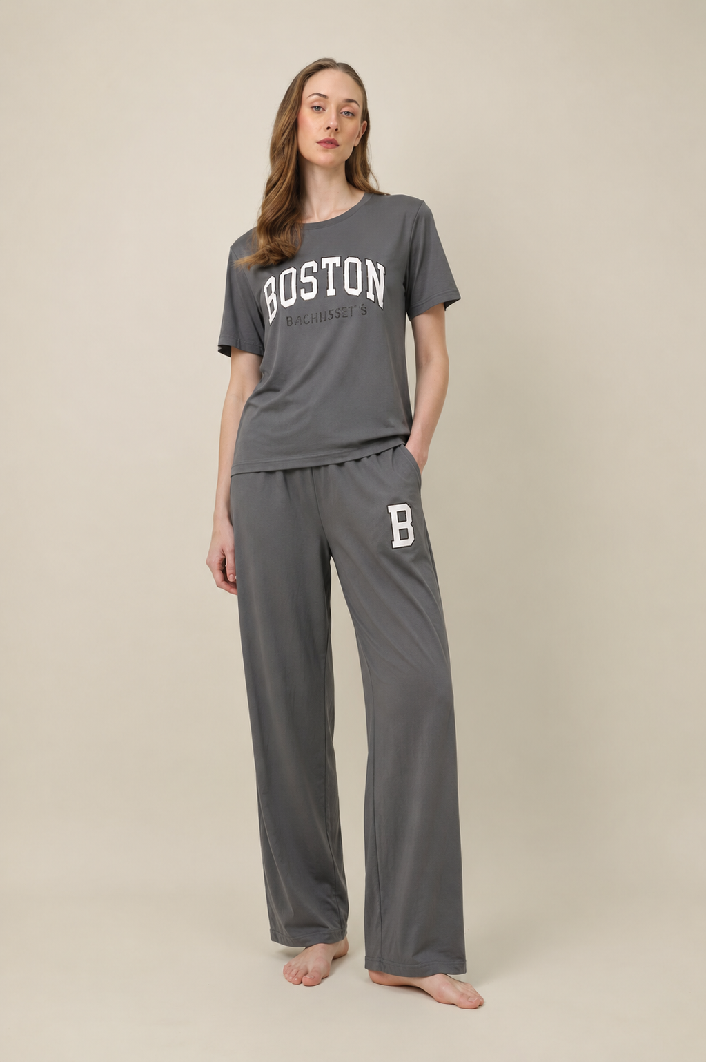 Women's Boston Print Night Suit – Soft & Comfortable Cotton Loungewear Set